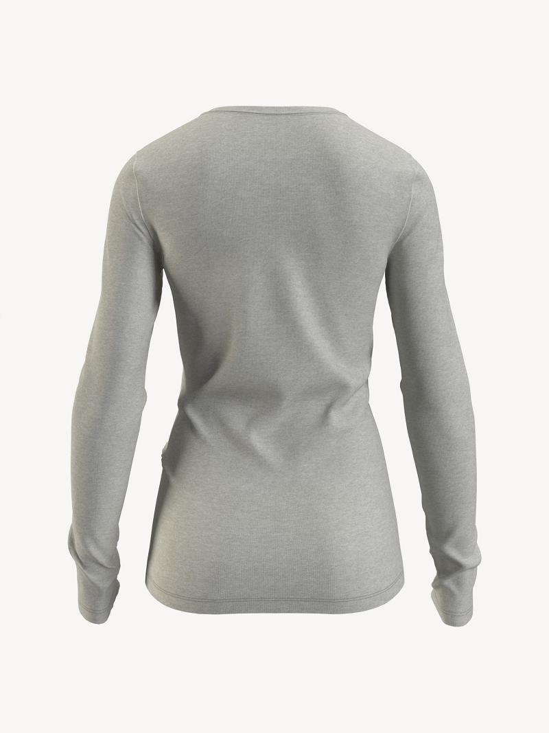 Női Tommy Hilfiger Essential Favorite Long-Sleeve Crewneck Póló Szürke | HU 443SGL